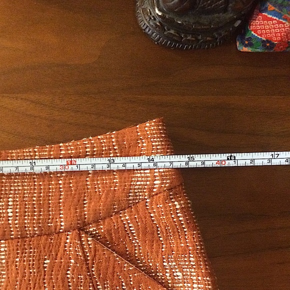 J Crew Orange Textured Tweed Pencil Skirt Size 0 - Picture 5 of 6